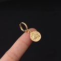 Goldene Creolen mit Evil Eye Relief-Anhänger und einem kleinen Kristall-Akzent - Rundes Strahlendes Auge (9#)