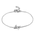 Elegant silver titanium steel bracelet featuring a minimalist sparkling diamond-set letter X - Letter X(KB117723-KLB)
