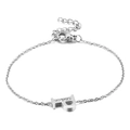 Polished silver titanium steel bracelet with sparkling rhinestone letter P pendant - Letter P(KB117707-KLB)
