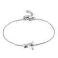 Polished silver titanium steel bracelet with letter A pendant and sparkling rhinestones - Letter Y(KB117725-KLB)