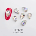 Colgante de corazón K9 para uñas de 8,5x12,3 mm en cristal aurora y borde dorado - Forma de Corazón AB Aurora Base Plateada (5662)