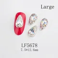 Cristales de gota para uñas LF5678 tamaño 7,5x12,6mm para manicura 3D con brillo total - Grande Gota AB Aurora Base Plateada (5678)