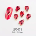 Charm de cristal rojo en forma de corazón LF5673 con diamantes de imitación y base dorada - Forma de Corazón Roja Base Dorada (5673)