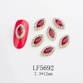 Abalorio para uñas con cristal marquesa rojo y base dorada, tamaño 7,3x12mm - Forma Marquise Roja Base Dorada (5692)