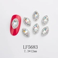 Dije de uñas marquesa con cristal AB y base de aleación de 7,3x12mm de tamaño - Forma Marquise AB Aurora Base Plateada (5683)
