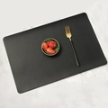 Nordic black faux leather rectangular placemat on white marble surface with cutlery - Rectangular Placemat 45*30cm / Black