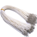 Lote de cordones blancos para collares DIY con cierres de langosta plateados y extensión - 45cm+5cm Cadena de extensión / Blanco