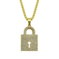 Collier avec pendentif cadenas doré serti de cristaux brillants et chaîne de style box - Chaîne de boîte 0.3*75cm / Doré