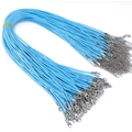 Himmelblaue geflochtene Halskette mit silbernem Karabinerverschluss für DIY Schmuck - 45cm+5cm Verlängerungskette / Blau