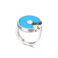 Anillo de acero inoxidable plateado con incrustación de turquesa y circonita cúbica - US 6 / Estilo Circonita Turquesa Plateada(KR39336-K)