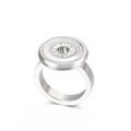 Elegant silver shell ring with white zircon stones and round layered minimalist design - Silver Round Shell Zircon Style(KR32527-K)