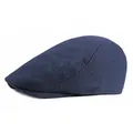 Classic navy blue knit flat cap for men with premium stitching and a textured finish - Adjustable / Navy Blue
