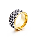 Gold wide eternity ring featuring rows of pave black and white cubic zirconia stones - Gold Black and White Eternity Style (KR30354-K)