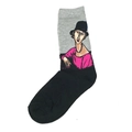 Men's cotton blend socks featuring Modigliani style artistic portrait on grey and black - Abstract Figure Grey