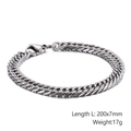 Sleek silver stainless steel Cuban link bracelet for men with 7mm width and 200mm length - 7mm Width - 20cm Length (KB126680-Z)