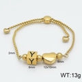Adjustable gold stainless steel chain bracelet with heart charm and engraved letter Y - Letter Y