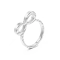 Silver infinity ring with hammered texture in minimalist stainless steel finish - Silver Infinity Hammered Style (KR38242-K)