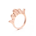 Minimalist rose gold stainless steel ring with elegant hammered texture finish - Rose Gold Crown Hammered Style (KR38258-K)