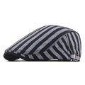 Classic black and grey striped ivy cap with adjustable metal buckle and breathable fabric - Adjustable / Gray