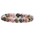 10mm natural pink jasper and marble beaded bracelet with rose gold plated spacers - Pink Olive Green & Grey Brown Marble Style (NSN000170-10mm Bracelet)