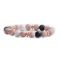 Fashionable beaded bracelet with 10mm pink marble, white turquoise, and natural stones - Pink Black Blue & White Mixed Stone Style (ML-X000148)