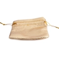 Golden metallic drawstring pouch for jewelry and small gifts with textured fabric - 7*9 Gold