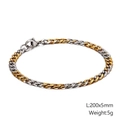 Hip hop two-tone gold and silver stainless steel Cuban link bracelet with lobster clasp - Gold Silver Two Tone-200x5mm (KB126650-Z)