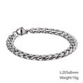 Polished silver stainless steel Cuban link bracelet 8mm wide with lobster clasp - Silver-205x8mm (KB126660-Z)