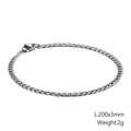 Schlankes 200x3mm Silber-Panzerkettenarmband aus Edelstahl mit Karabinerverschluss - Silber-200x3mm (KB126656-Z)
