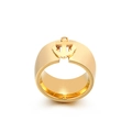 Anello ancora moderno placcato oro con diamante singolo e finitura in acciaio spazzolato - US 6 / Stile Ancora Oro (KR38633-K)