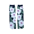 Calze tabi blu scuro con motivo floreale bianco e design a punta divisa - 35-41 / Verde Grandi Fiori