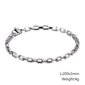 Minimalistisches silbernes Edelstahl 3mm Gliederkette Armband mit 200mm Gesamtlänge - 3mm Box Gliederstil (KB126676-Z)