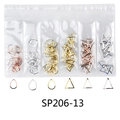 Nail art rivet set with gold silver rose gold drop and triangle shapes in storage bag - SP206-13 (Gold Metal Style)