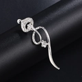 Silver sunflower brooch with sparkling crystals and elegant pearls on black stand - Silver Streamline Flower