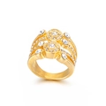 Bague vintage multicouche plaquée or avec grappes de zircons cubiques micro-pavés - Style Multicouche à Double Cluster Rond (KR32222-K)