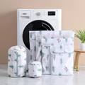 Thickened mesh laundry bags with cactus print for delicate clothing and bra protection - Cactus Print / Extra Large (60*60cm)