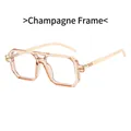 Fashionable champagne square frame glasses with a stylish double bridge design - Champagne Frame