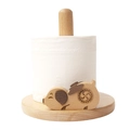 Vertical beech wood toilet paper holder featuring a cute cartoon pig with wings - Small Lying Pig Tissue Holder