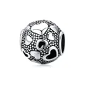 Retro S925 sterling silver heart charm bead with polished hearts and grainy texture - Multi-Heart Hollow (SCC1451)