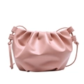 Pink dumpling cloud crossbody bag with pleated synthetic leather and slim shoulder strap - Pink