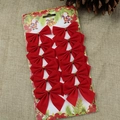 Set of 12 red flocked Christmas bows with gold ties for tree decoration and gift boxes - Red Flocking
