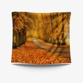 Arazzo quadrato in poliestere con viale del parco autunnale e alberi dorati - Gt110130 / 73X95CM (Tessuto spazzolato)