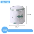 Thick fine mesh bra laundry bag with green cactus print, cylinder shape 16x16cm - Cactus Bra Bag (16*16cm)