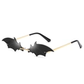 Lunettes de soleil uniques en forme de chauve-souris avec verres noirs et branches dorées - Monture Dorée Verres Gris