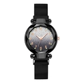 Orologio quarzo donna con cinturino mesh, quadrante cielo stellato e vetro tagliato - Nero