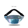 Holographic blue waist bag with adjustable strap and iridescent metallic finish - Light Blue
