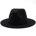 Classic black felt fedora hat featuring a vintage British style with a smooth wide brim - Black