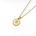 Golden round necklace featuring a white shell pendant with a 3D metallic letter B - Style B (Letter B)