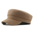 Casquette baker boy marron en tissu tissé avec structure rigide et style militaire - 57cm / Café