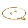 Elegante set di collana girocollo e orecchini a lobo a cuore in acciaio dorato - Oro (KS47260-Z)
